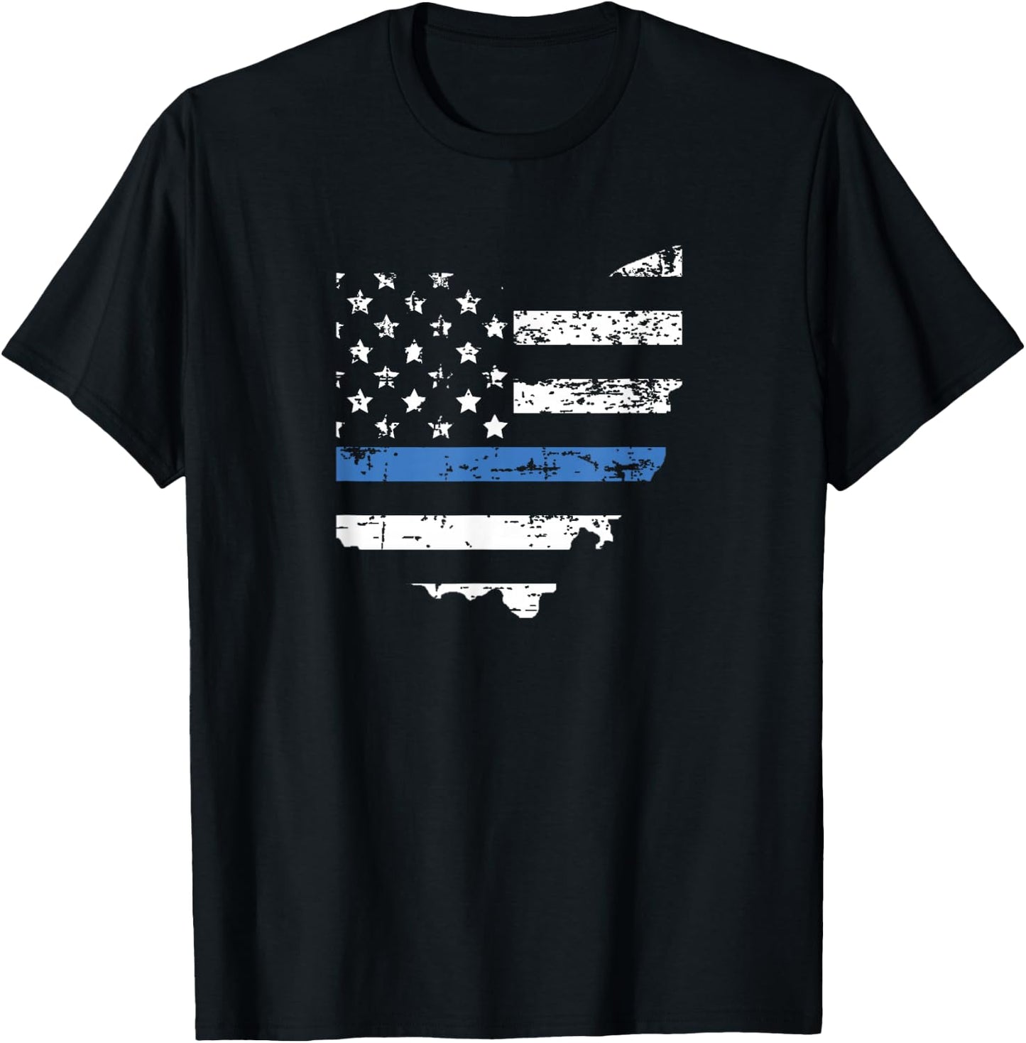 Thin Blue Line Flag Ohio Law Enforcement Officers Police T-Shirt - T-Shirt | Black