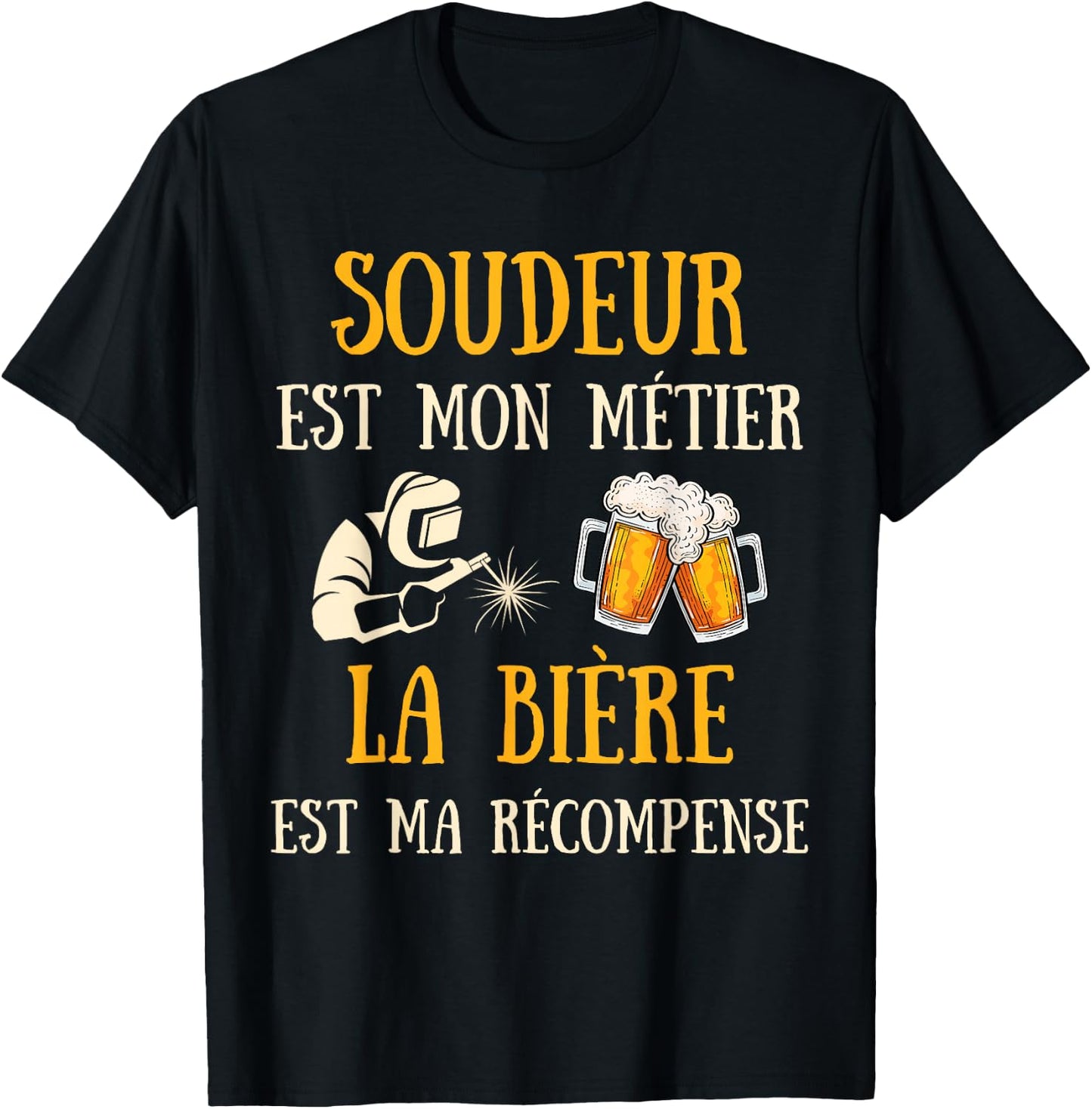 Welder Man Humour Welding Gift Humorous Beer , Black, S T-Shirt - T-Shirt | Black