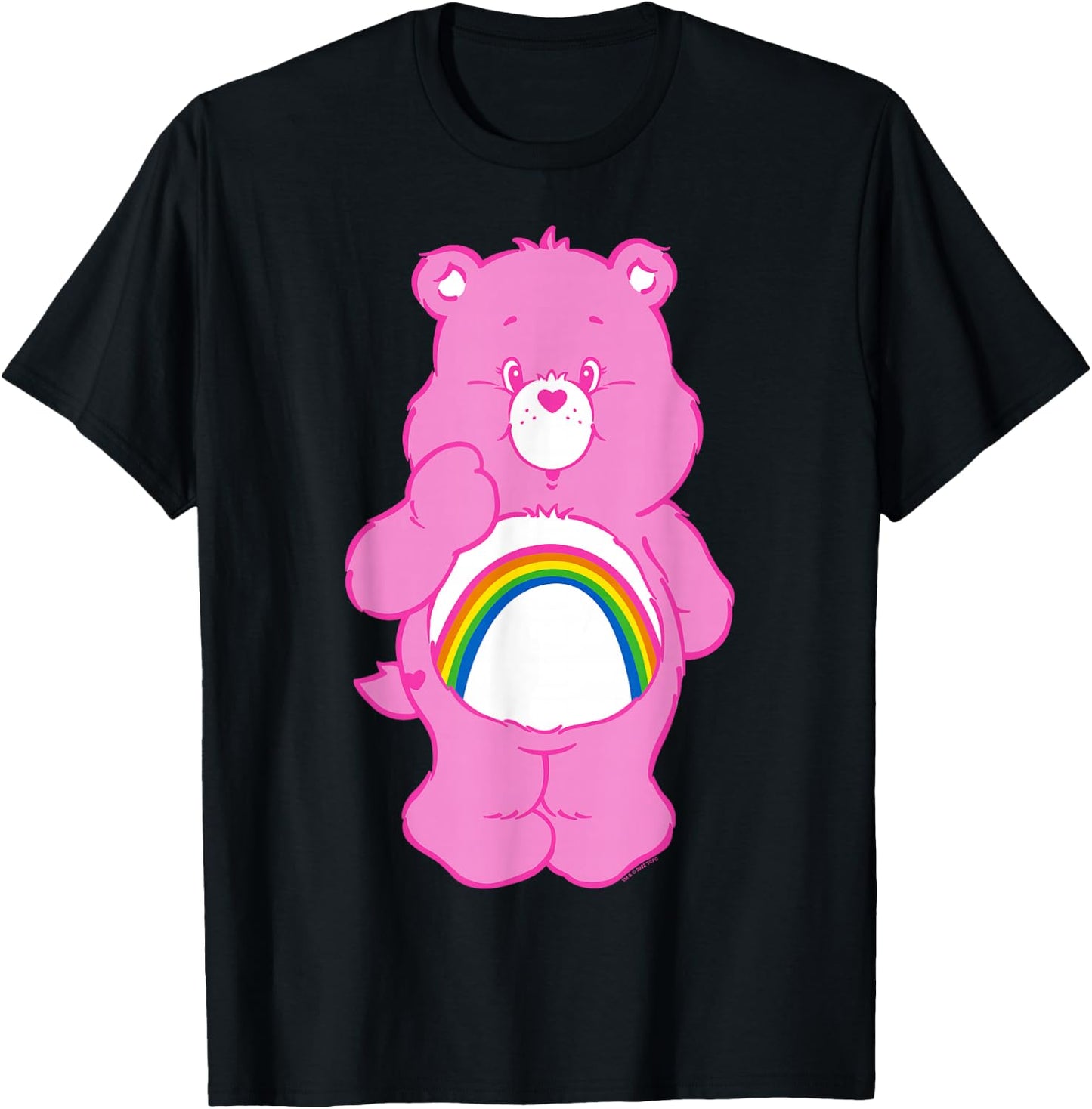 Care Bears Cheer Bear Classic Vintage Rainbow Belly Badge , gray T-Shirt - T-Shirt | Black