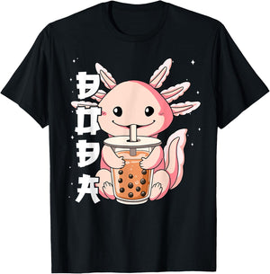 Bubble Tea Axolotl Boba Tea T-Shirt - T-Shirt | Black