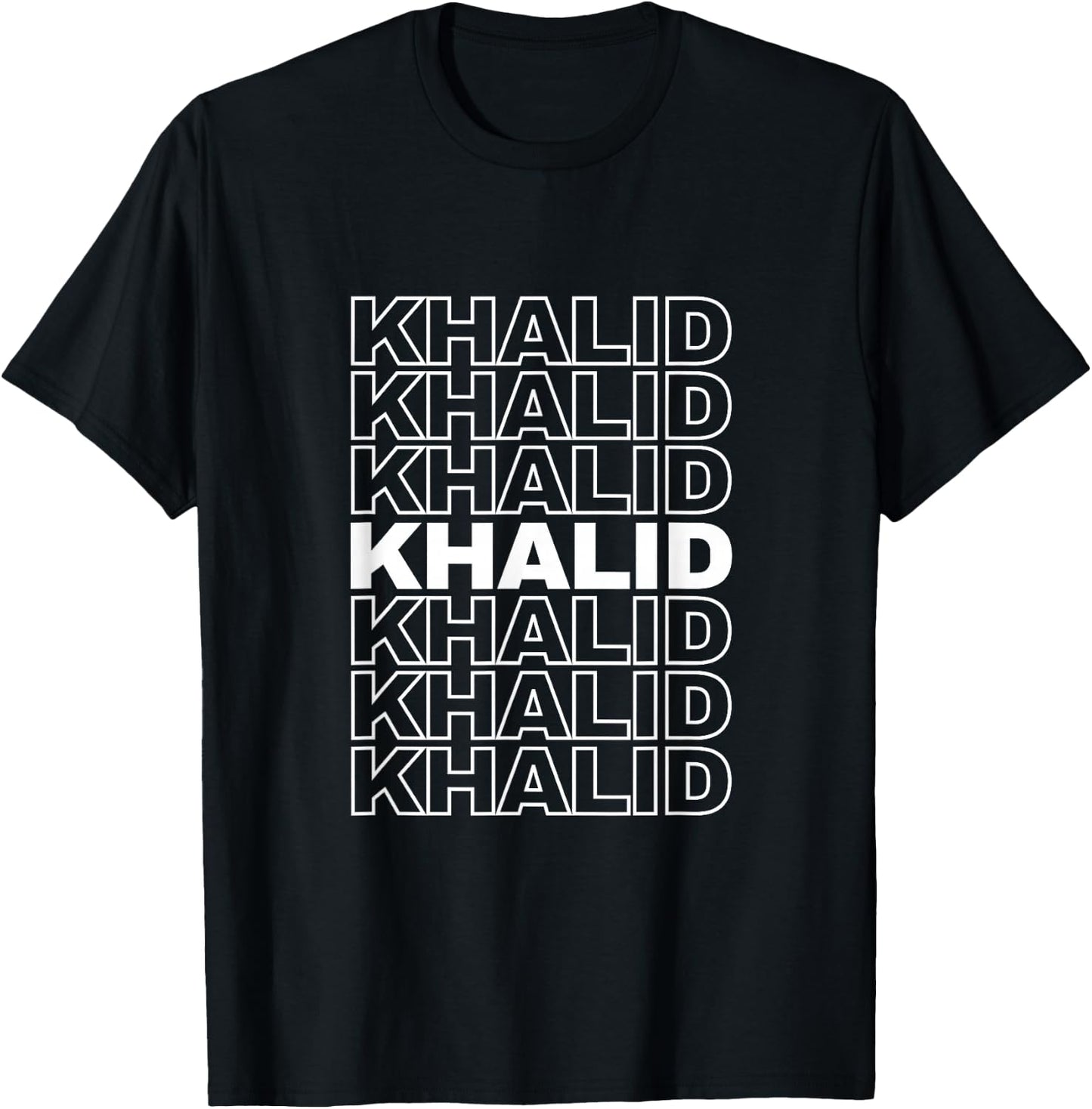 I Love Khalid Retro Pattern Personalized First Name T-Shirt - T-Shirt | Black