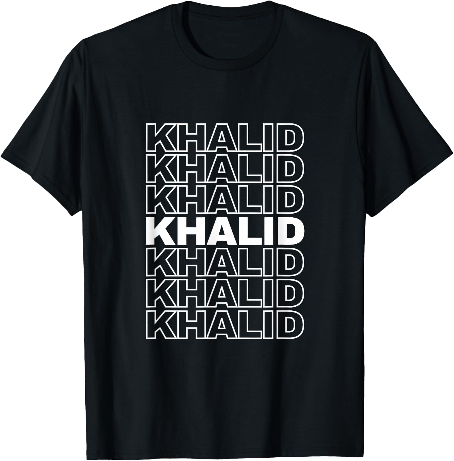 I Love Khalid Retro Pattern Personalized First Name T-Shirt - T-Shirt | Black