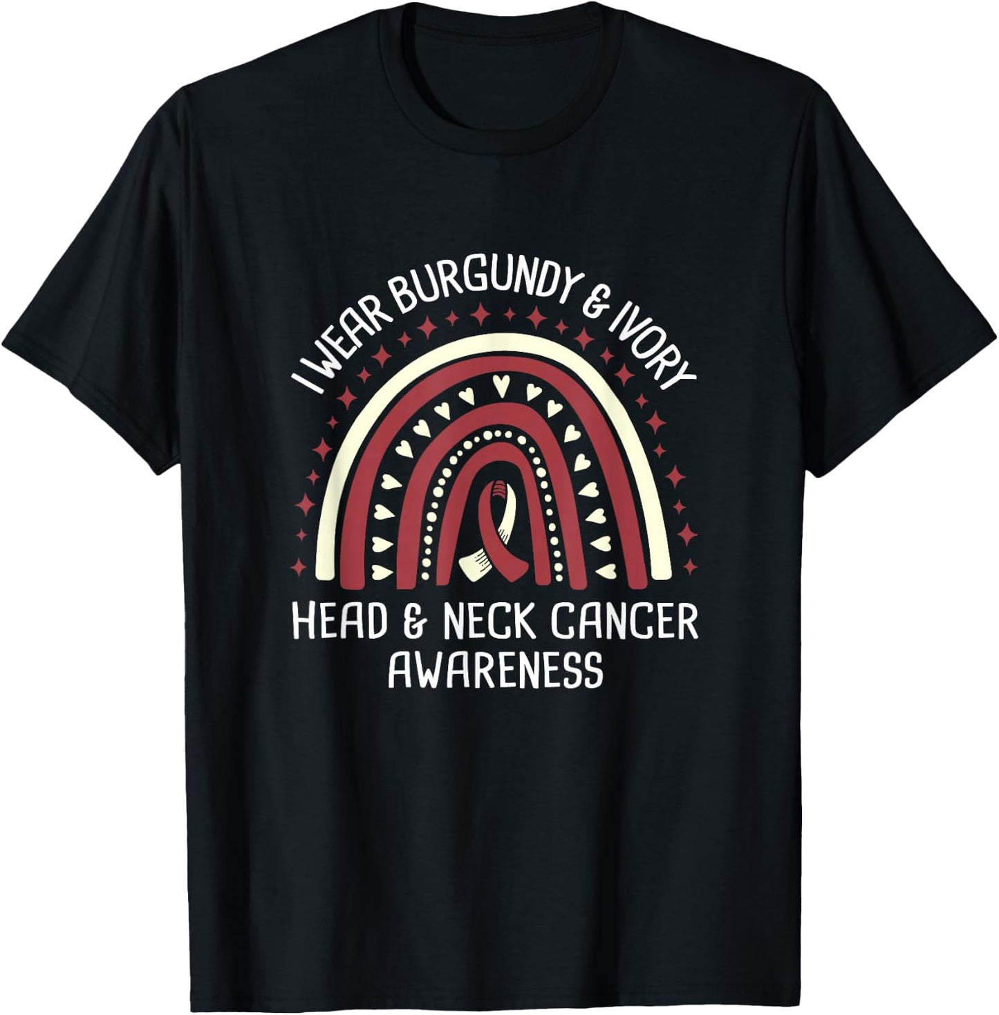 I Wear Burgundy and Ivory Head and Neck Cancer Awareness T-Shirt - T-Shirt | Black