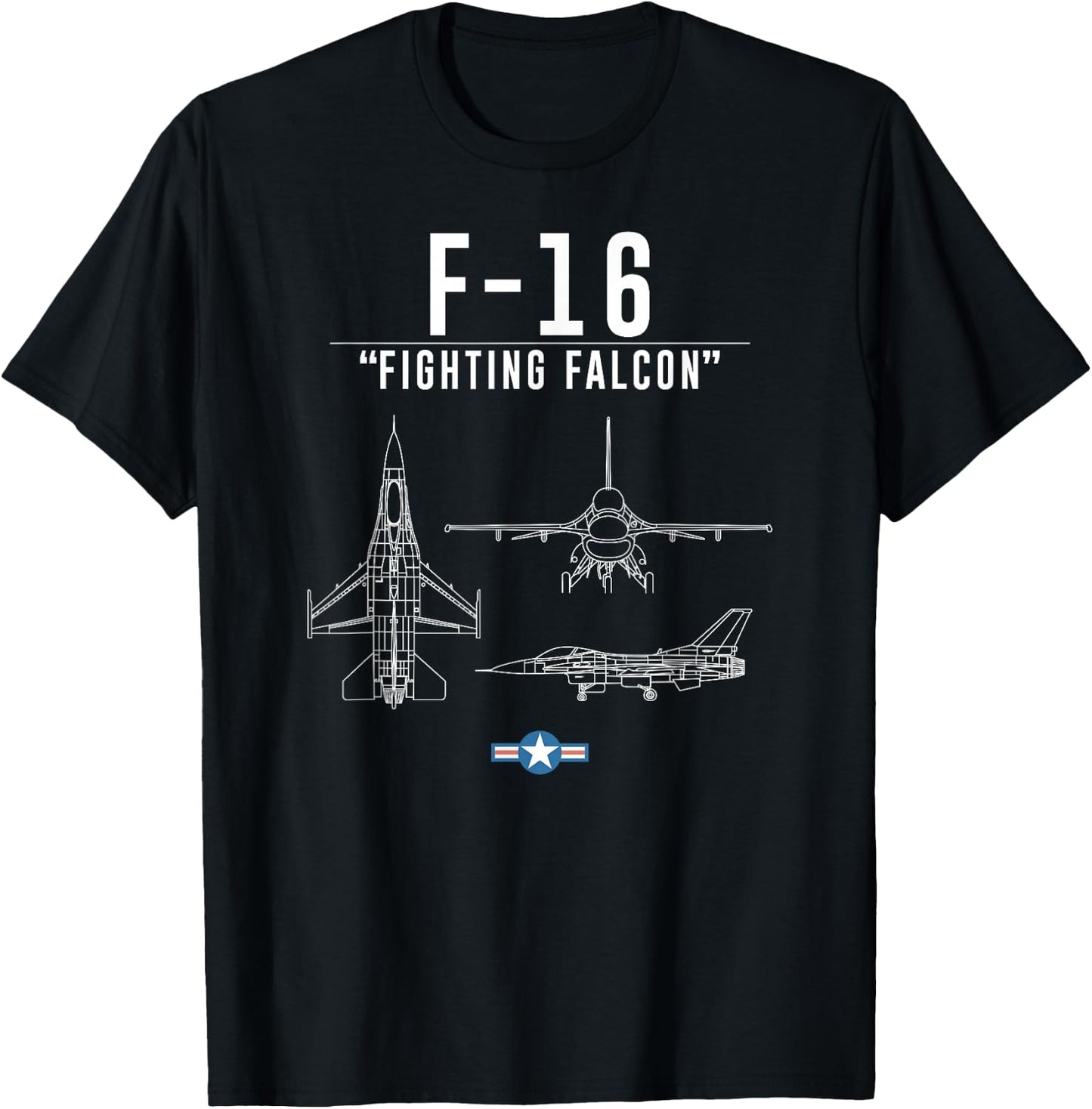 F-16 Shirt Military Air Force F16 Fighter Jet T-Shirt - T-Shirt | Black