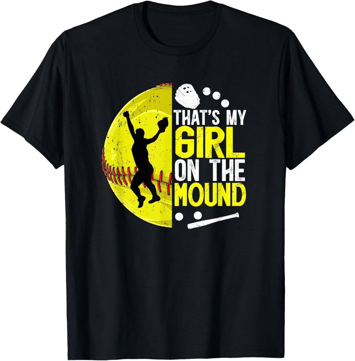 That's My Girl Softball Pitcher Dad Softball Pitcher Father T-Shirt - T-Shirt | Black