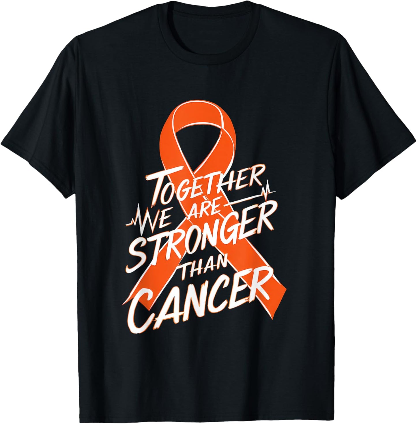 Leukemia Awareness Together We Are Stronger Orange Ribbon T-Shirt - T-Shirt | Black