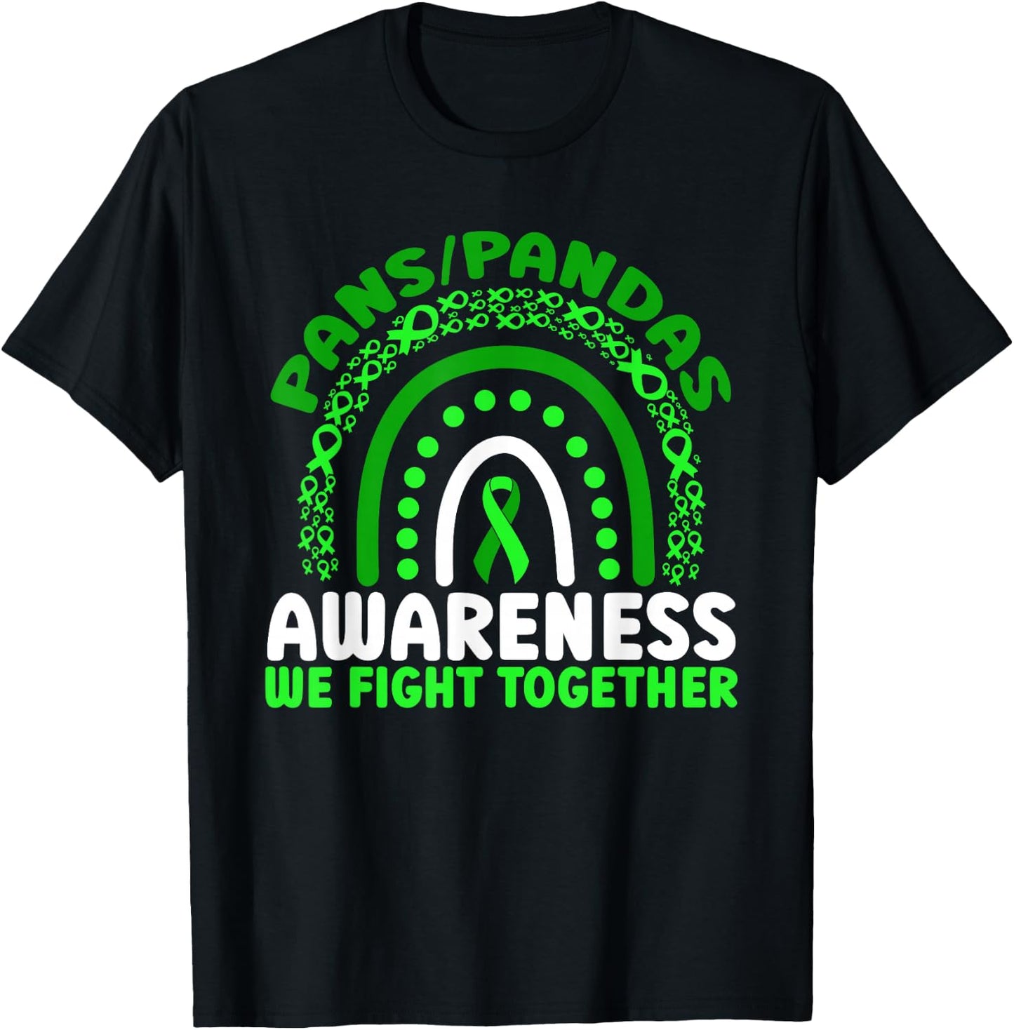 PANS-PANDAS Awareness We Fight Together Rainbow T-Shirt - T-Shirt | Black