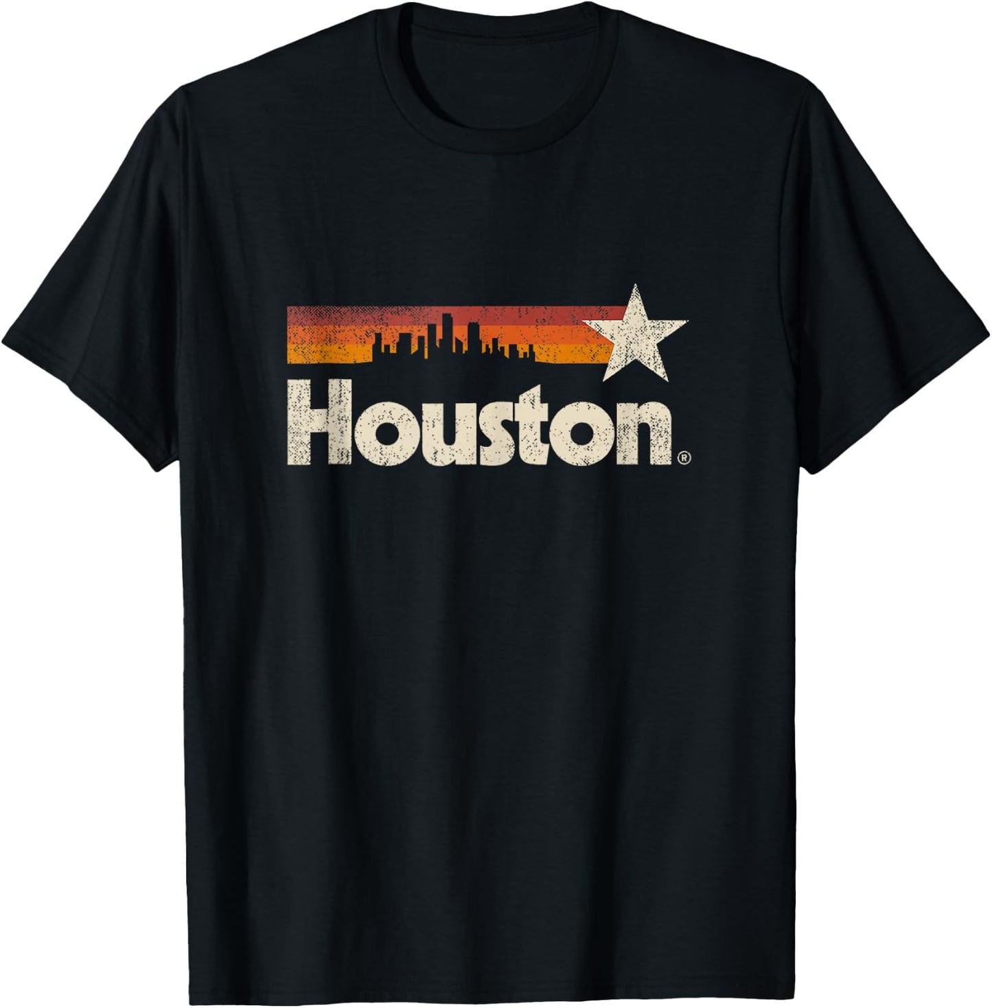 Vintage Houston City - Texas Houston Strong Stripes T-Shirt - T-Shirt | Black
