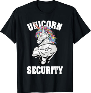 Unicorn Security Funny Costume Police Men Women Kids T-Shirt - T-Shirt | Black