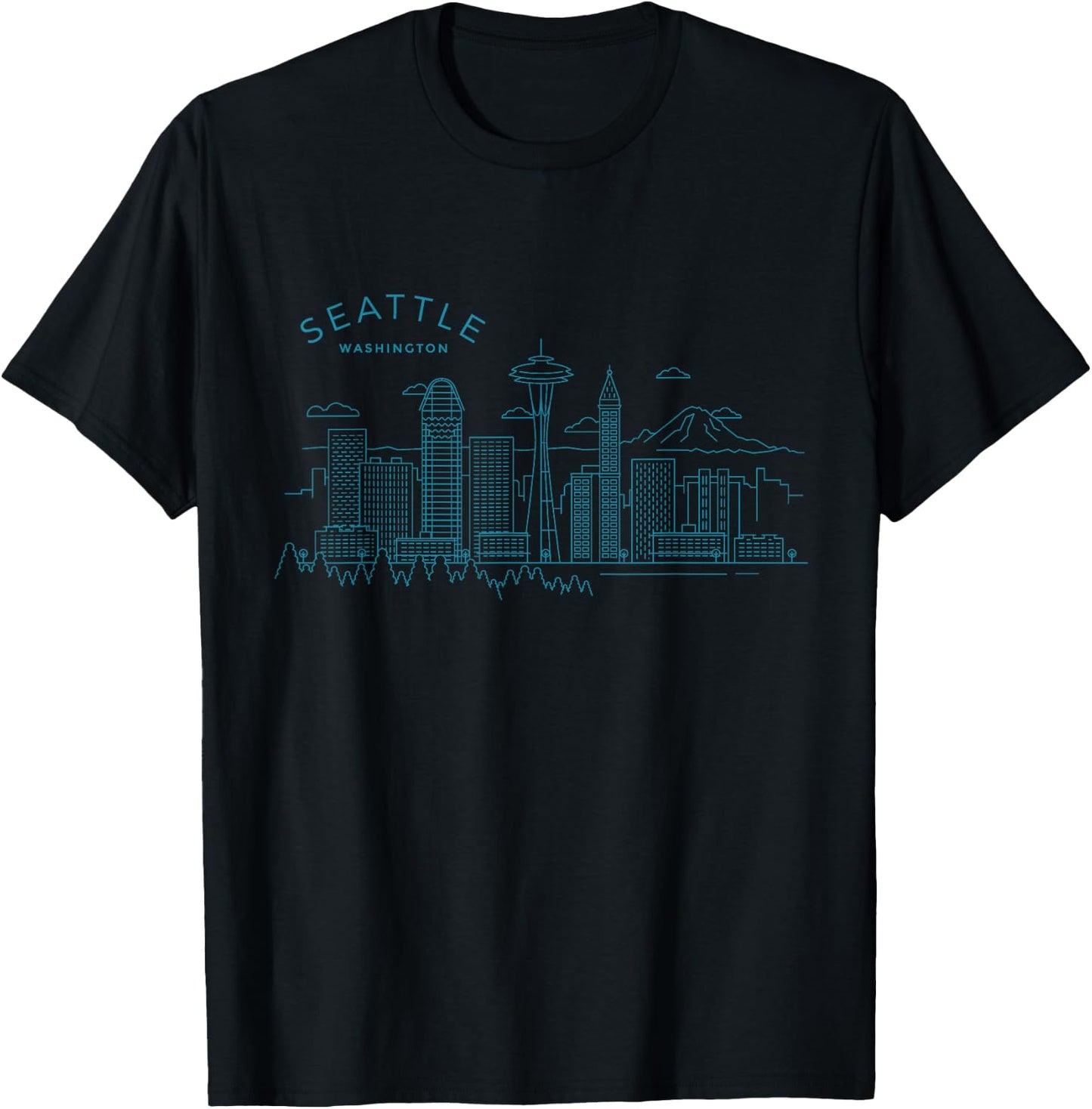 Seattle Skyline Vintage Seattle Washington T-Shirt - T-Shirt | Black