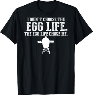 Funny BBQ Big Egg Smoker Accessories T Shirts Back Printed T-Shirt - T-Shirt | Black