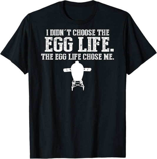Funny BBQ Big Egg Smoker Accessories T Shirts Back Printed T-Shirt - T-Shirt | Black
