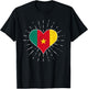 Vintage Cameroonian Flag Heart Cameroon Lovers Retro , Black, S T-Shirt - T-Shirt | Black