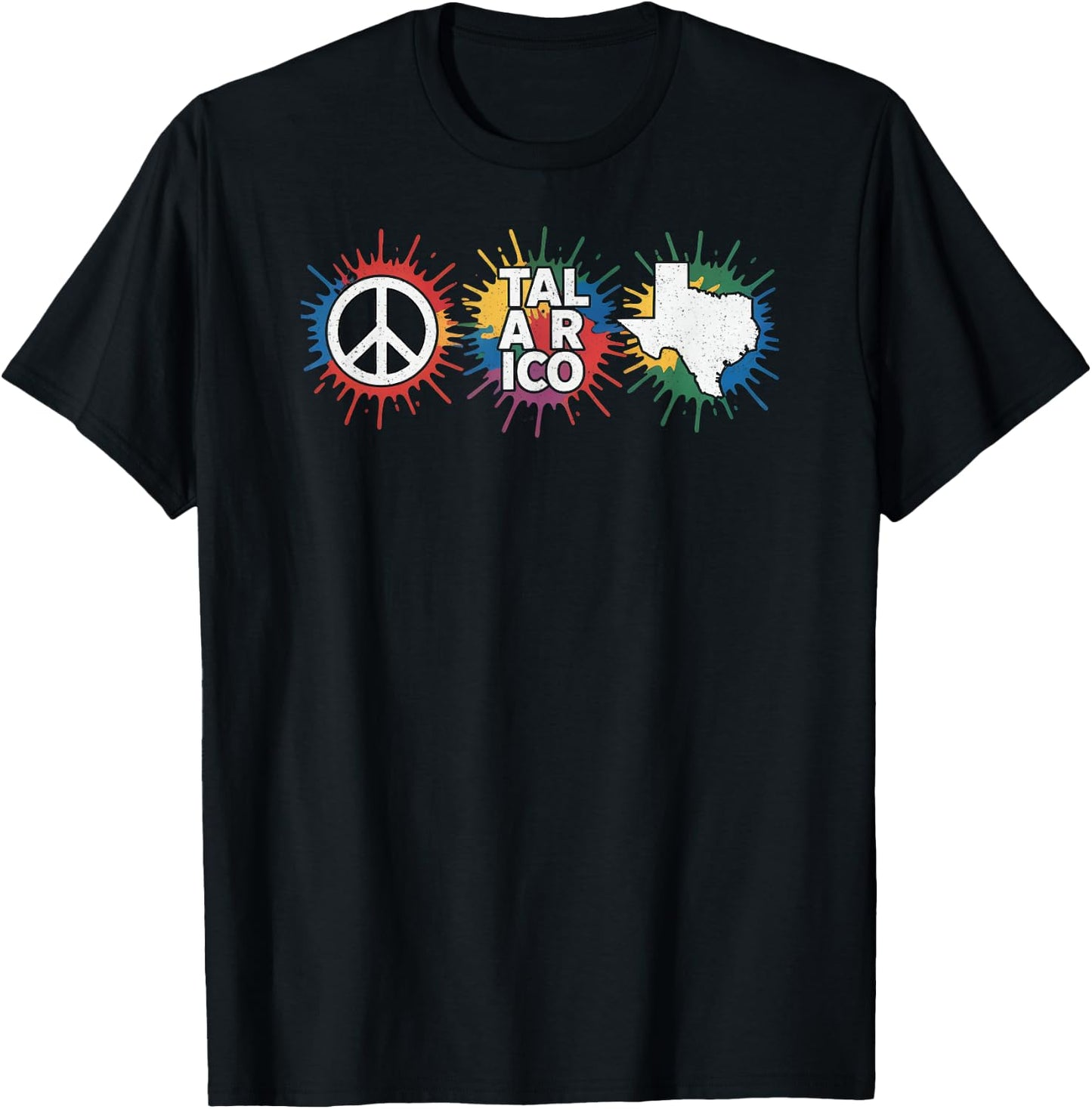 Texas Peace Sign Talarico Color Splash Political Design T-Shirt - T-Shirt | Black
