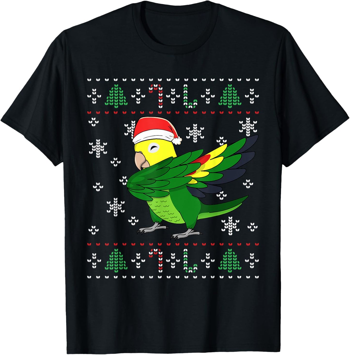 Dabbing Double Yellow-headed Amazon Parrot I Ugly Christmas T-Shirt - T-Shirt | Black