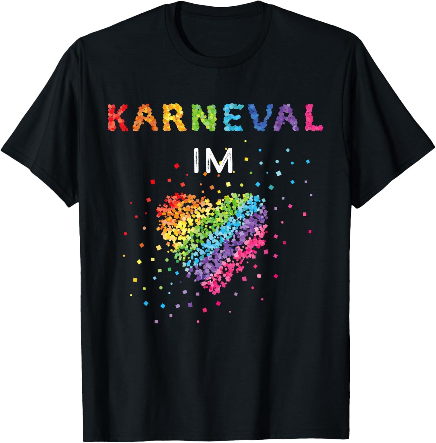 Carnival in the Heart Fancy Dress Confetti Rainbow LGBTQ Pride , black T-Shirt - T-Shirt | Black