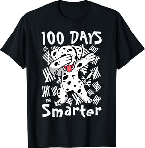 100 Days Smarter Dabbing 100 Days of School Dalmatian Kids T-Shirt - T-Shirt | Black