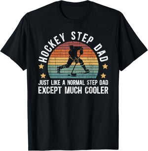 Cool Hockey Step-Dad Of A Hockey Player Step-Father T-Shirt - T-Shirt | Black