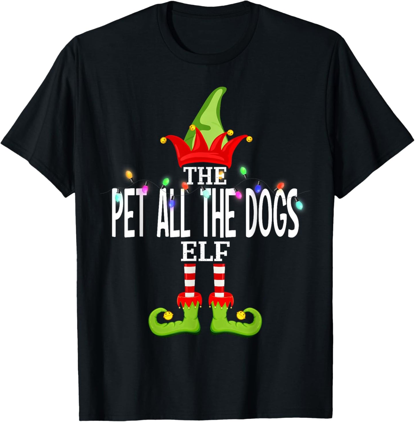 The Pet All The Dogs Elf Christmas Matching Pajamas T-Shirt - T-Shirt | Black