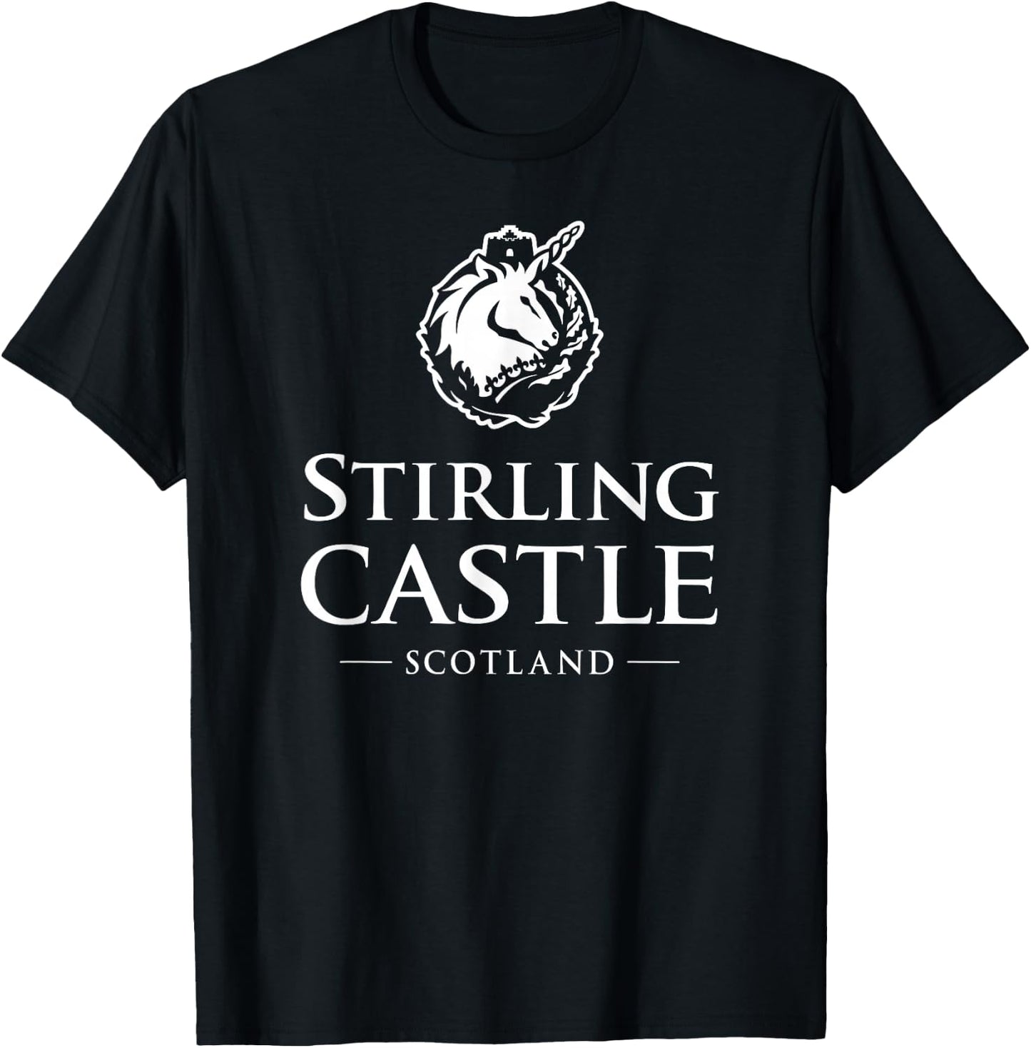 Stirling Castle Scotland White Print T-Shirt - T-Shirt | Black