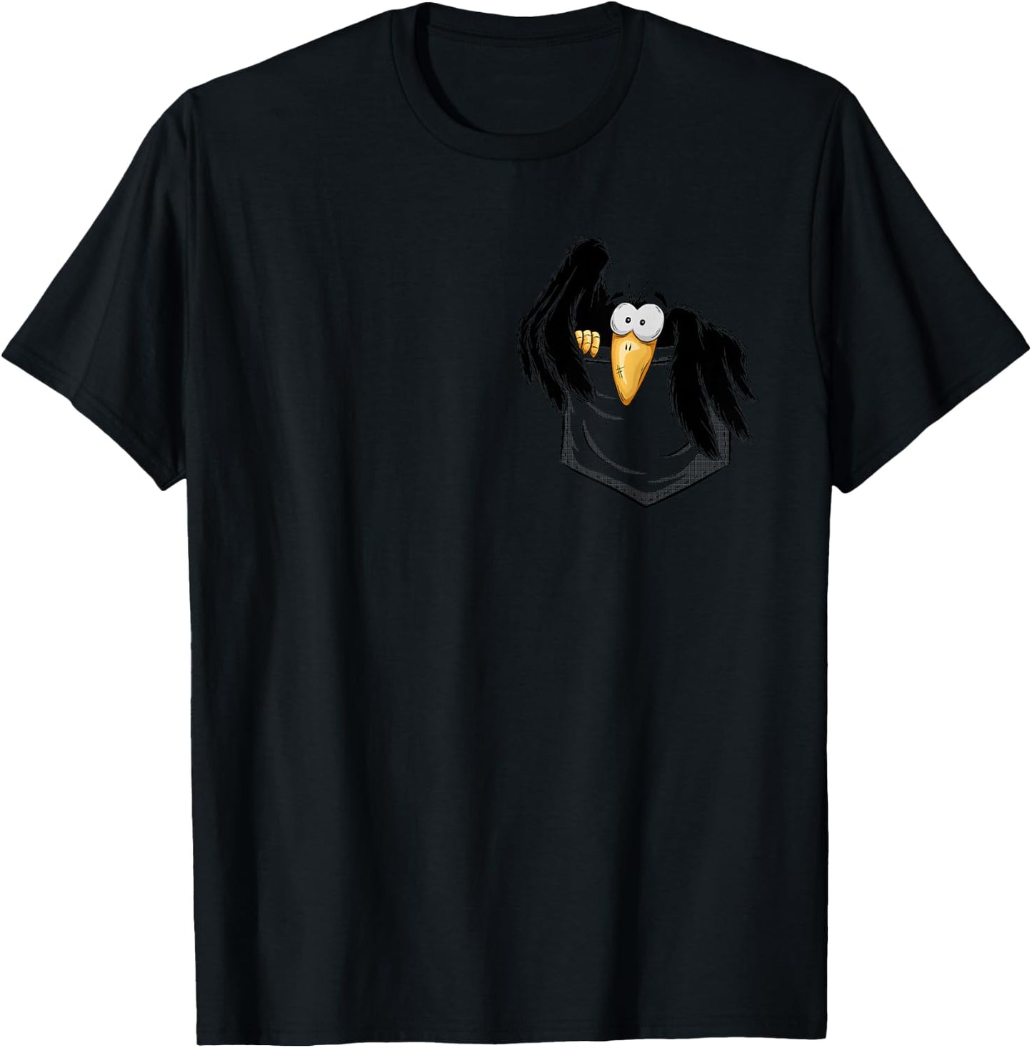 Funny Crow Little Black Raven In Pocket , gray T-Shirt - T-Shirt | Black
