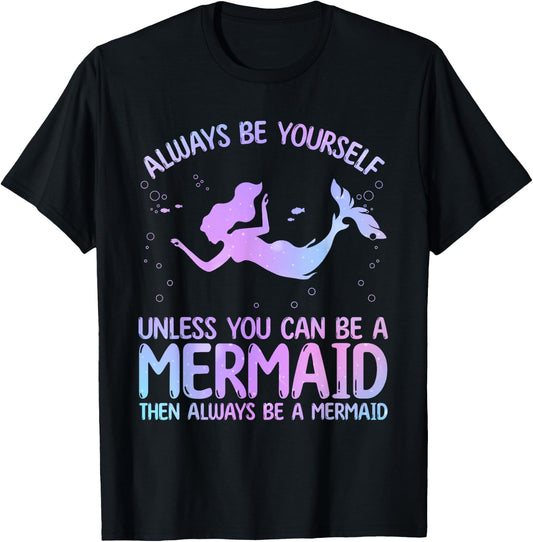 Cute Mermaid Art Girls Sea Creature Mermaid Lover T-Shirt - T-Shirt | Black