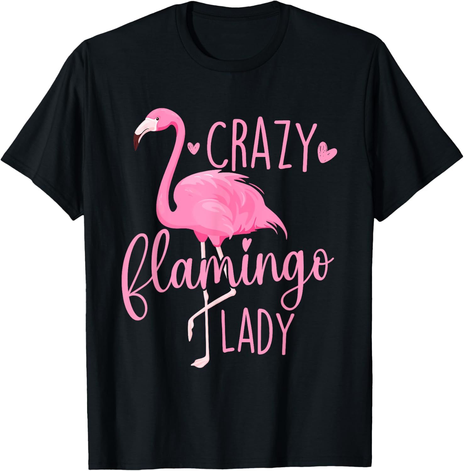 Crazy Flamingo Lady - Flamingo Lover Zoo Animal T-Shirt - T-Shirt | Black