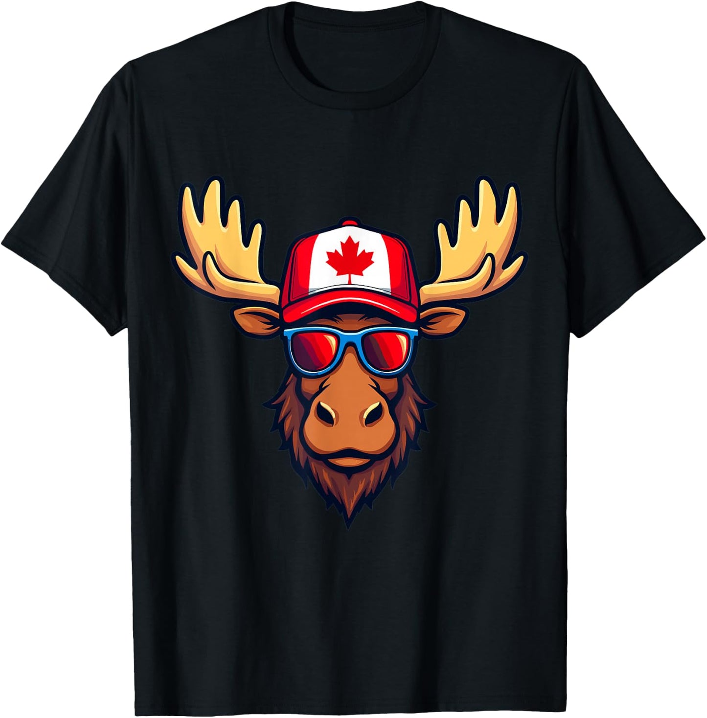 Canadian Canada Day Moose Canada Flag T-Shirt - T-Shirt | Black