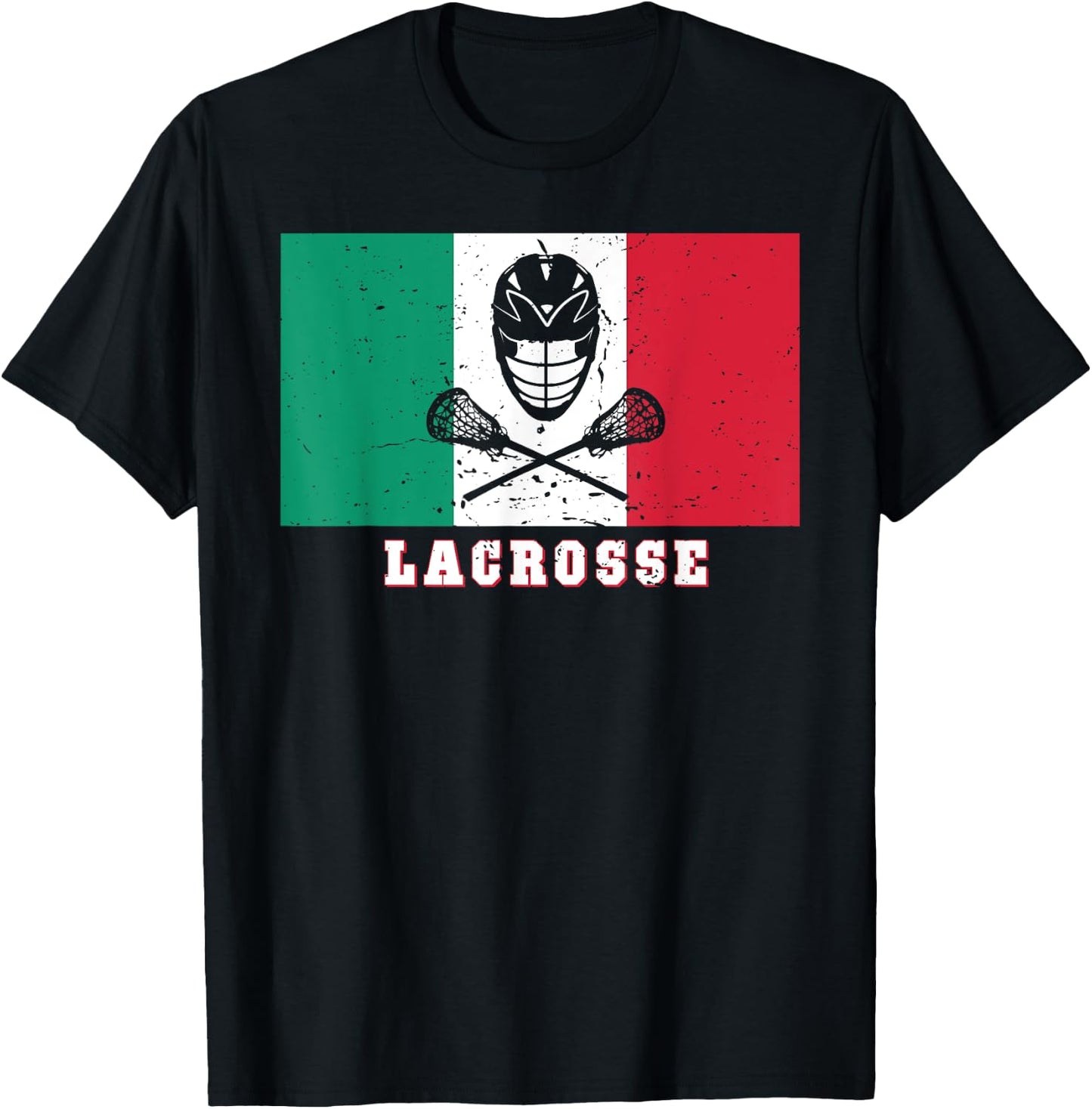 Italy Flag for Lax Athlete Fan - Italian Lacrosse T-Shirt - T-Shirt | Black