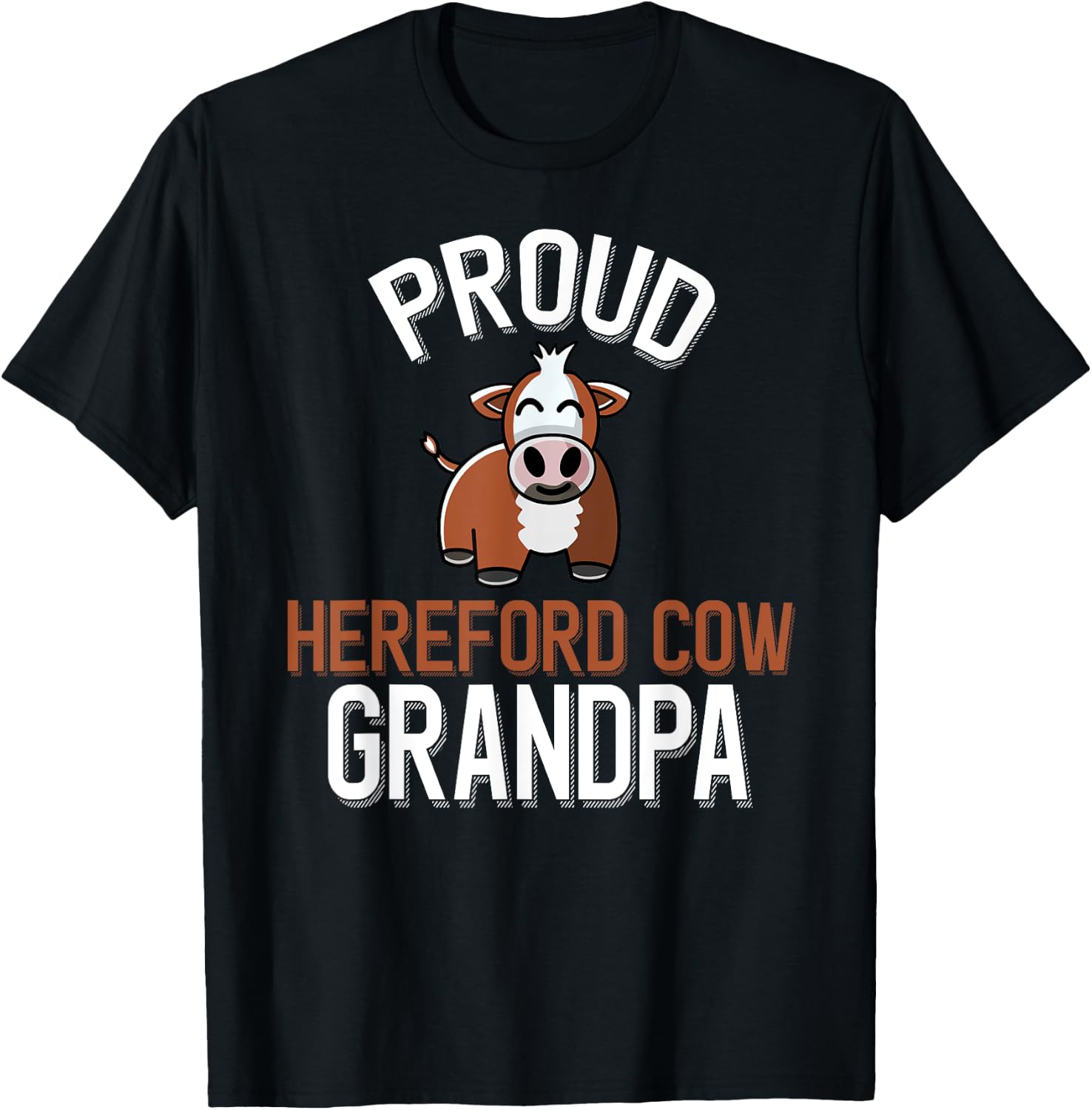 Proud Hereford Cow Grandpa T-Shirt - T-Shirt | Black