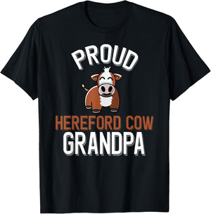 Proud Hereford Cow Grandpa T-Shirt - T-Shirt | Black