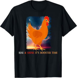 Rise & shine It's Rooster time Poultry Farming Animal Birds T-Shirt - T-Shirt | Black