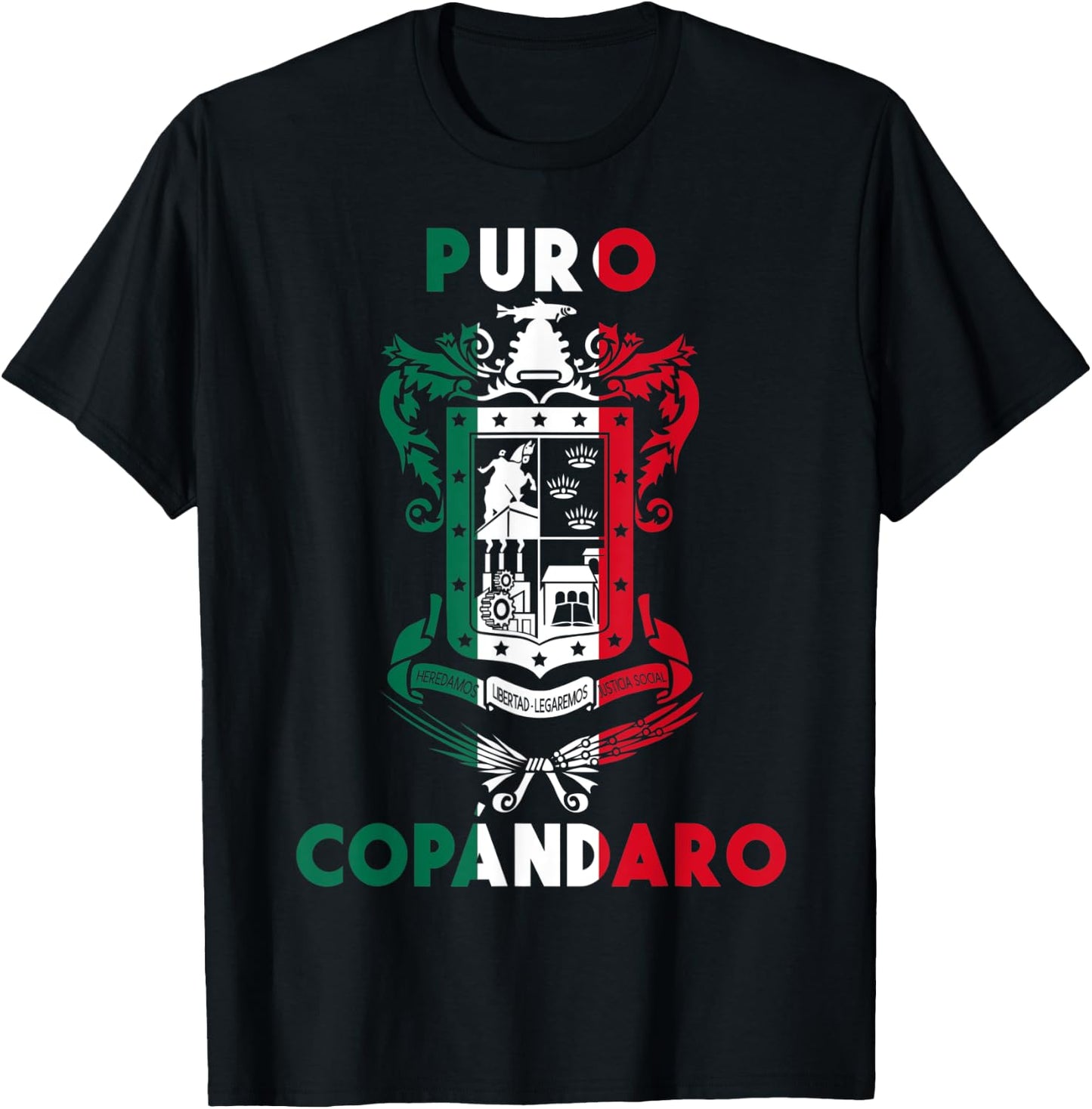 Copándaro Michoacan Mexico Escudo Y Lema Arte Emblem Merch T-Shirt - T-Shirt | Black