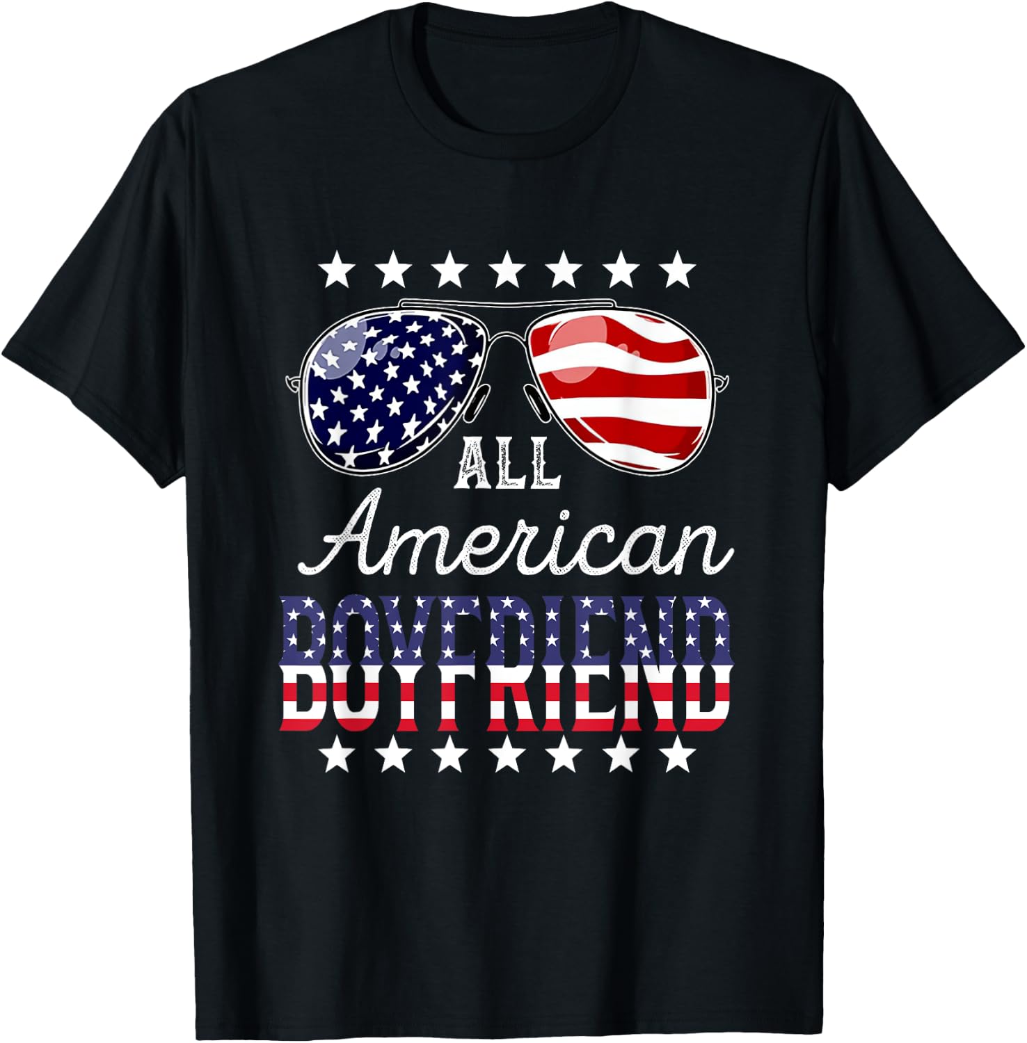 All American Boyfriend 4th of July Sunglasses Family T-Shirt - T-Shirt | Black