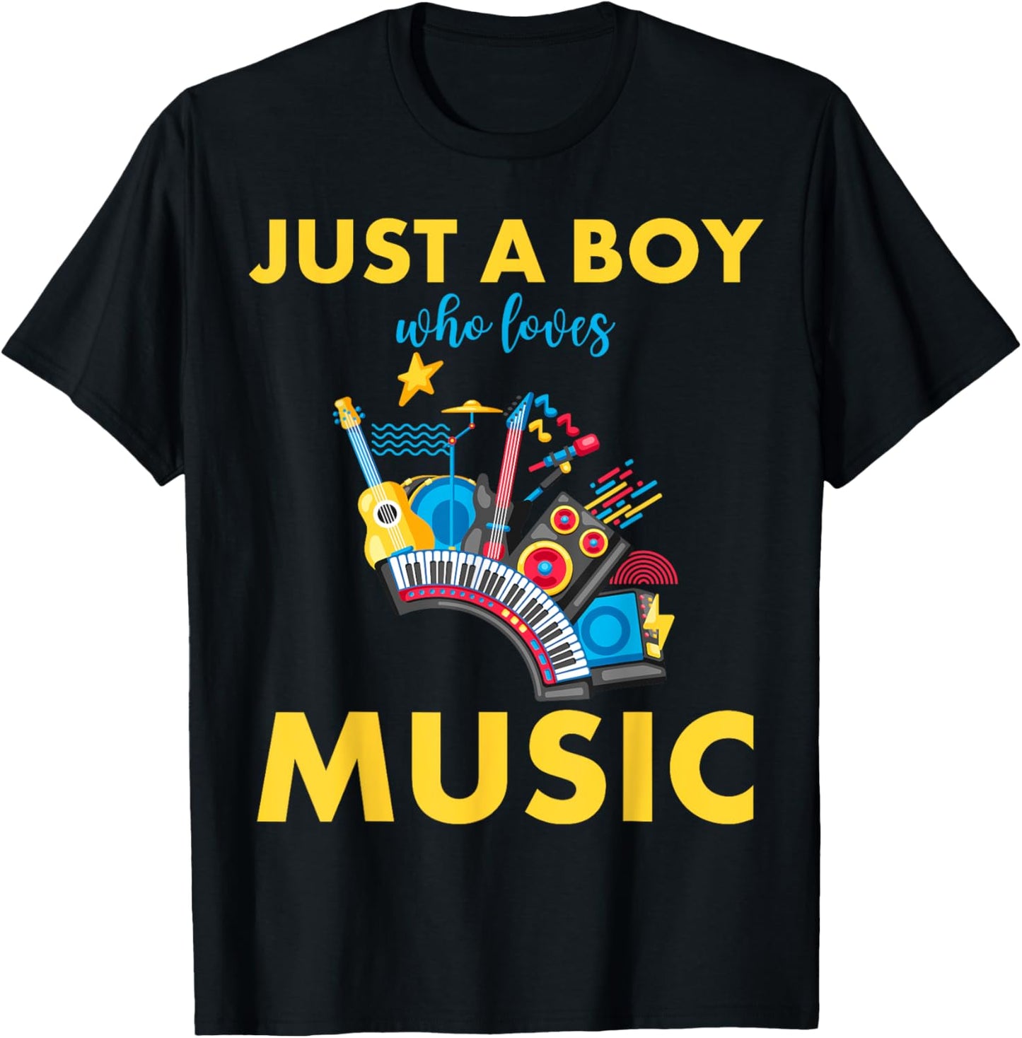 Just A Boy Who Loves Music T-Shirt - T-Shirt | Black