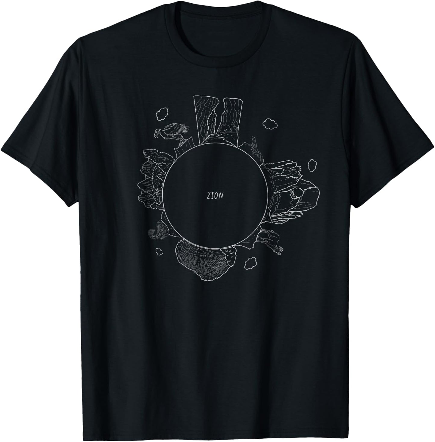 Family Heritage Gifts -Adult Zion National Park Tiny Planet - Black, Small, Short Sleeve T-Shirt - T-Shirt | Black