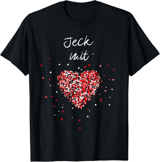 Jeck with Heart Red White Carnival Confetti Cologne Cologne , black T-Shirt - T-Shirt | Black
