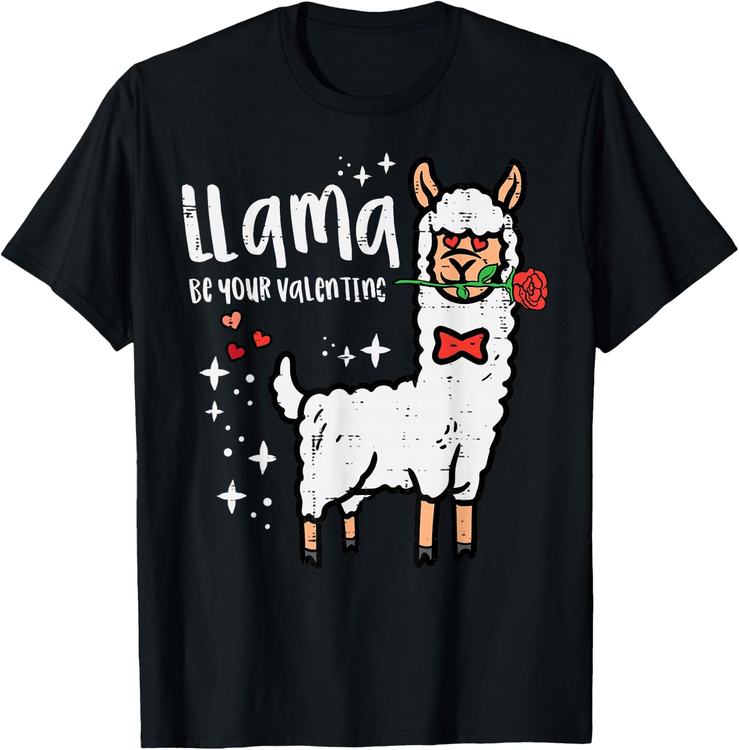 Llama Be Your Valentine Alpaca Men Boys Kids Youth Women T-Shirt - T-Shirt | Black