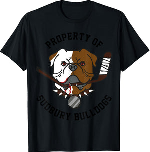 Retro Bulldog Property of Sudbury Bulldogs Classic Vintage Cartoon - Grey, Small T-Shirt - T-Shirt | Black