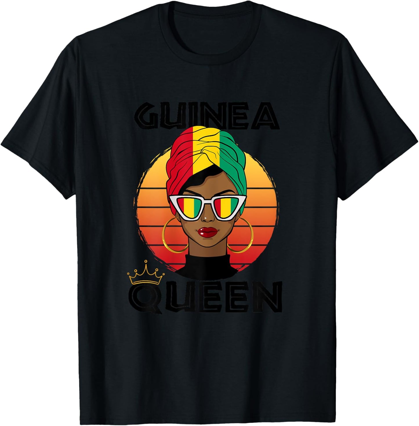 Guinean Queen African Queen Guinea Flag Guinean Women Girls T-Shirt - T-Shirt | Black