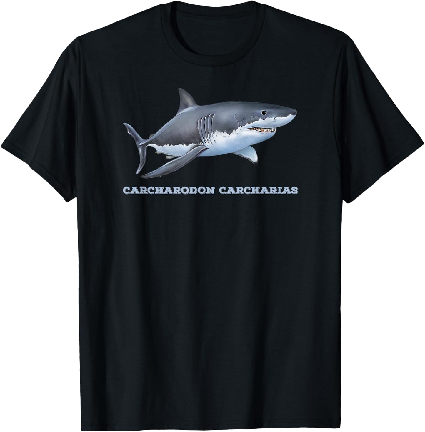 Great White Shark Shirt Men Women Adults Teens Boy Girl Gift T-Shirt - T-Shirt | Black