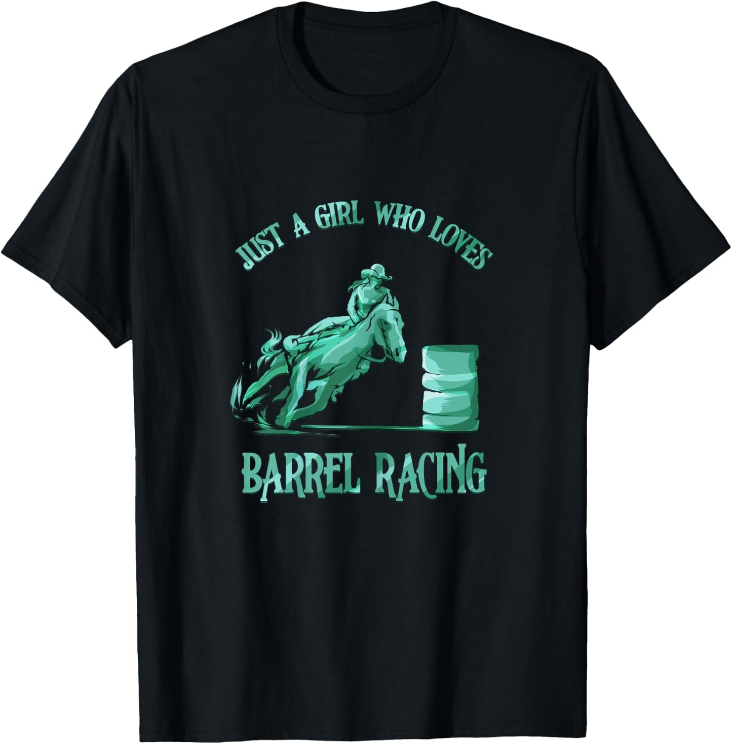 Barrel Racing Girl Love Horse Riding Rodeo Cowgirl Gift T-Shirt - T-Shirt | Black