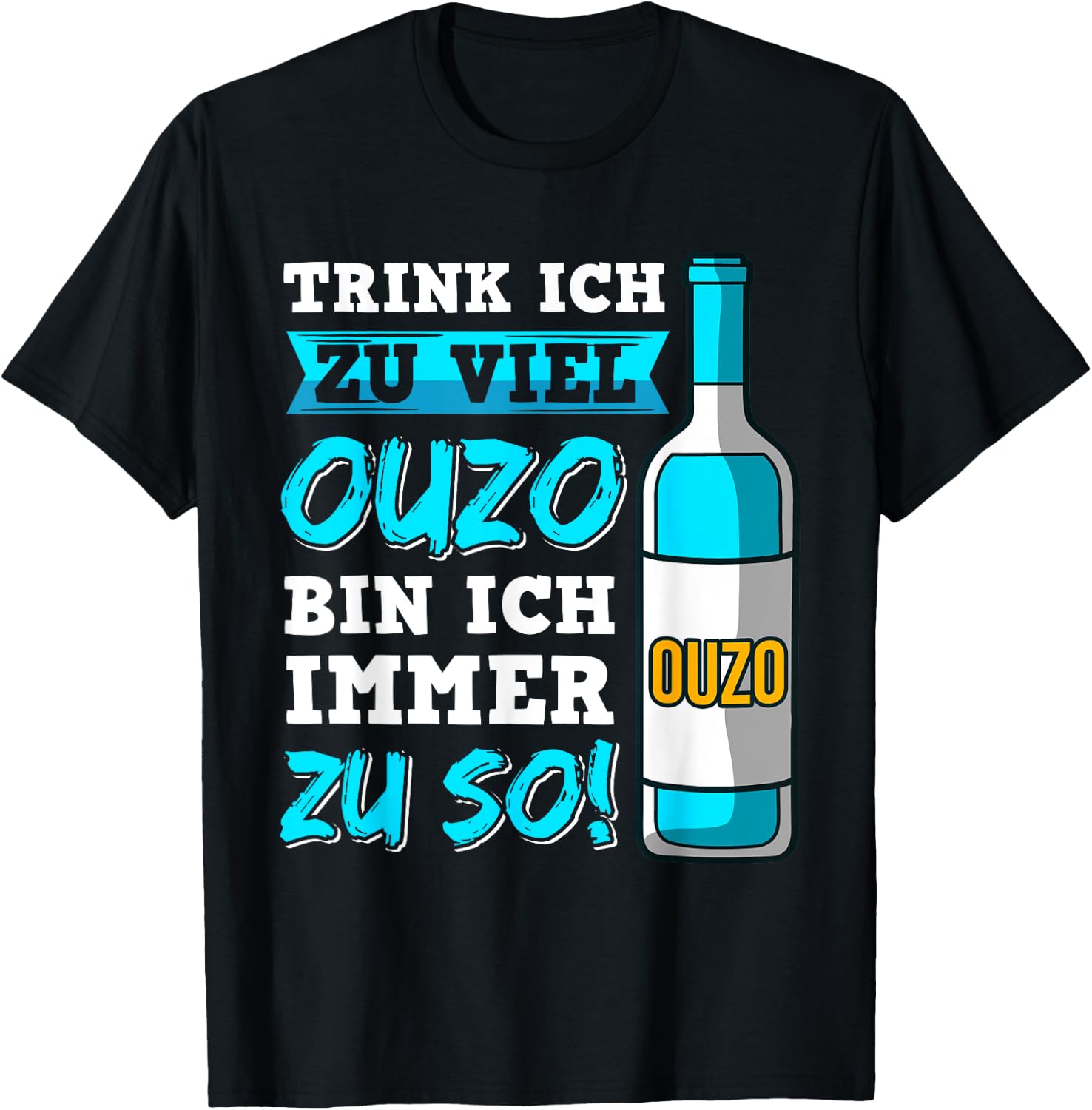 Ouzo Party Griechenland Alkohol Anstoßen Schnaps Saufen T-Shirt - T-Shirt | Black