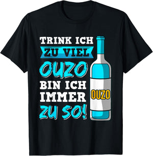 Ouzo Party Griechenland Alkohol Anstoßen Schnaps Saufen T-Shirt - T-Shirt | Black