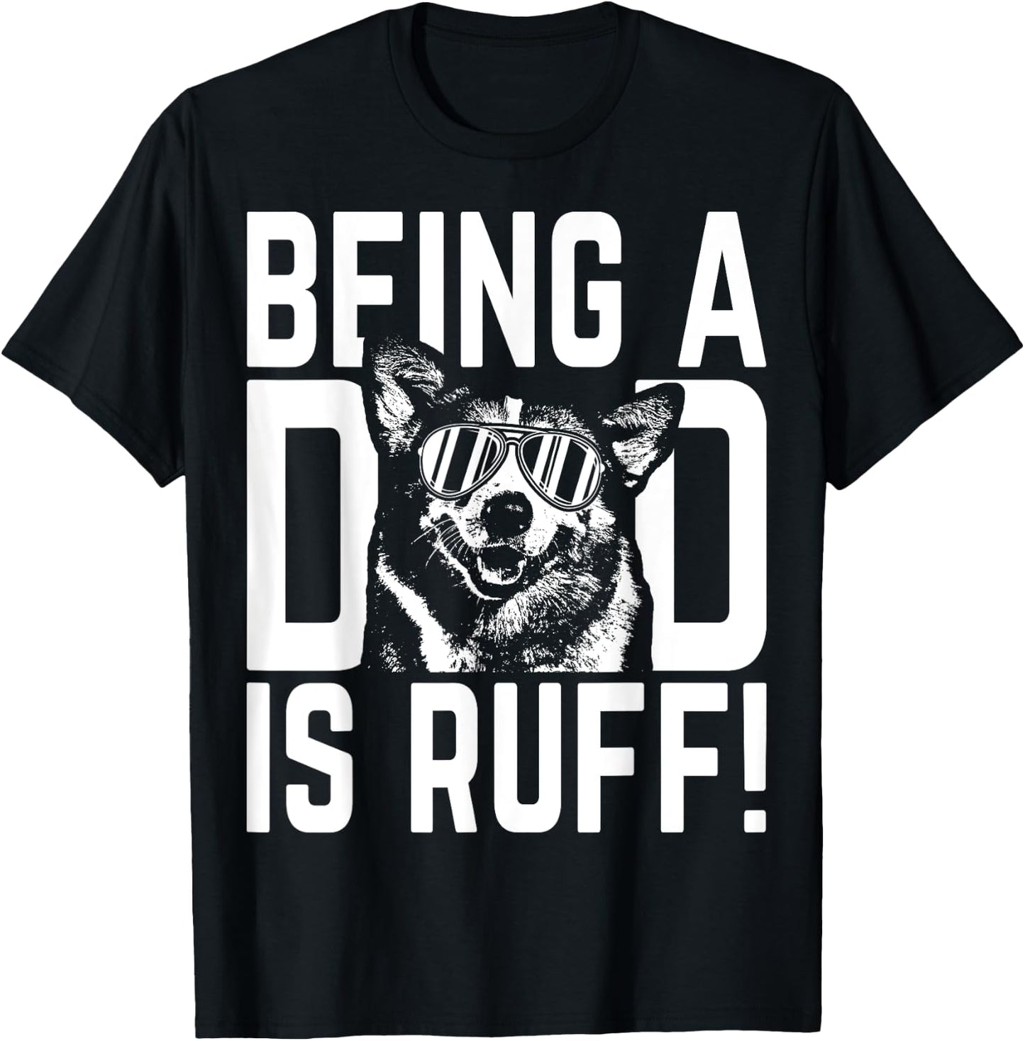 Being a Dad is Ruff Corgi Pup Dad T-Shirt - T-Shirt | Black