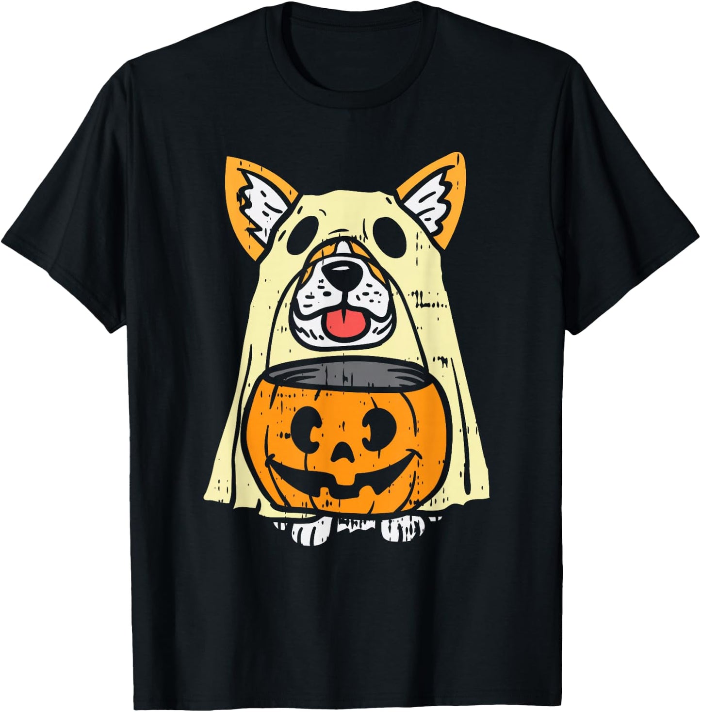 Welsh Corgi Ghost Funny Halloween Costume Dog Owner Lover T-Shirt - T-Shirt | Black