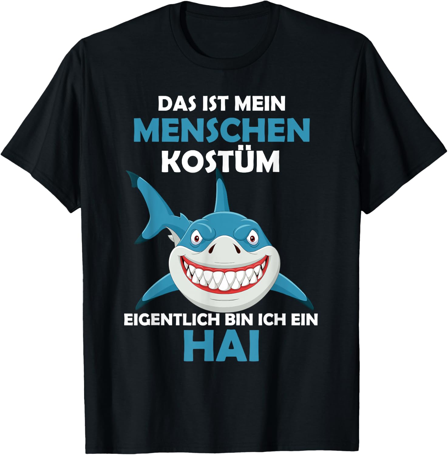 Shark Carnival Fish Costume Helau Fancy Dress Human Costume , black T-Shirt - T-Shirt | Black