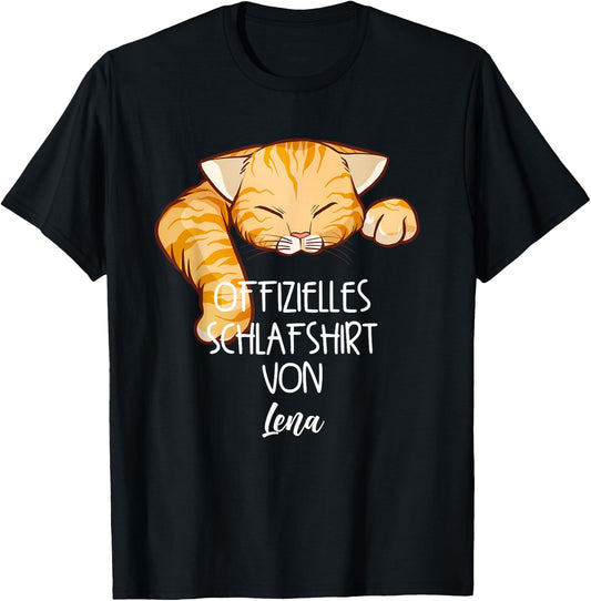 Offizielles Schlafshirt Von Lena Nachthemd Katzen T-Shirt - T-Shirt | Black
