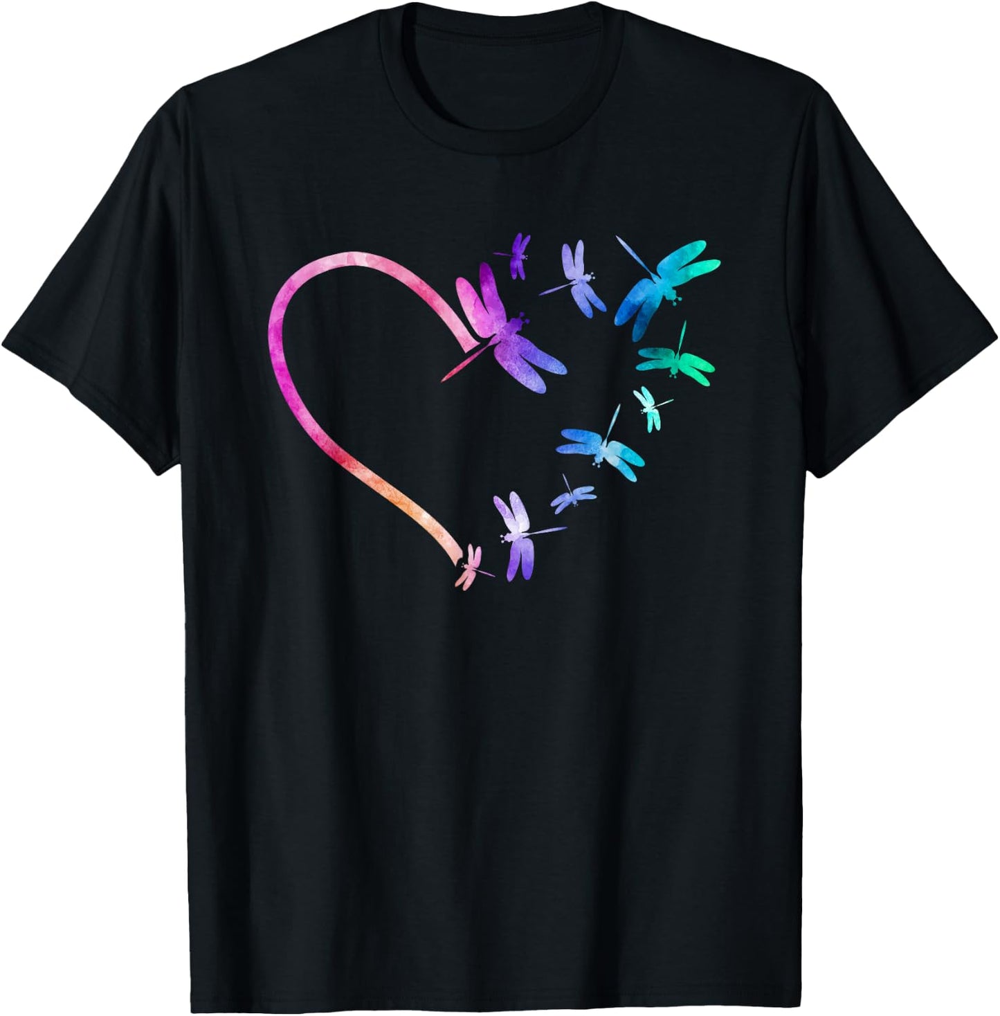 Dragonflies Heart Dragonfly Lover T-Shirt - T-Shirt | Black