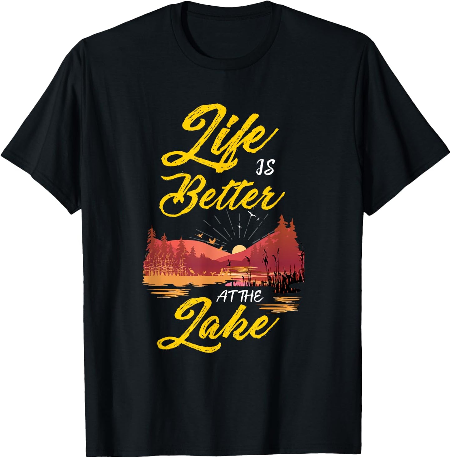 Cool Life Is Better at the Lake Women, Men and Youth Boating T-Shirt - T-Shirt | Black